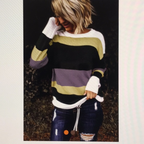 Tops - Purple Color Block Knit Sweater